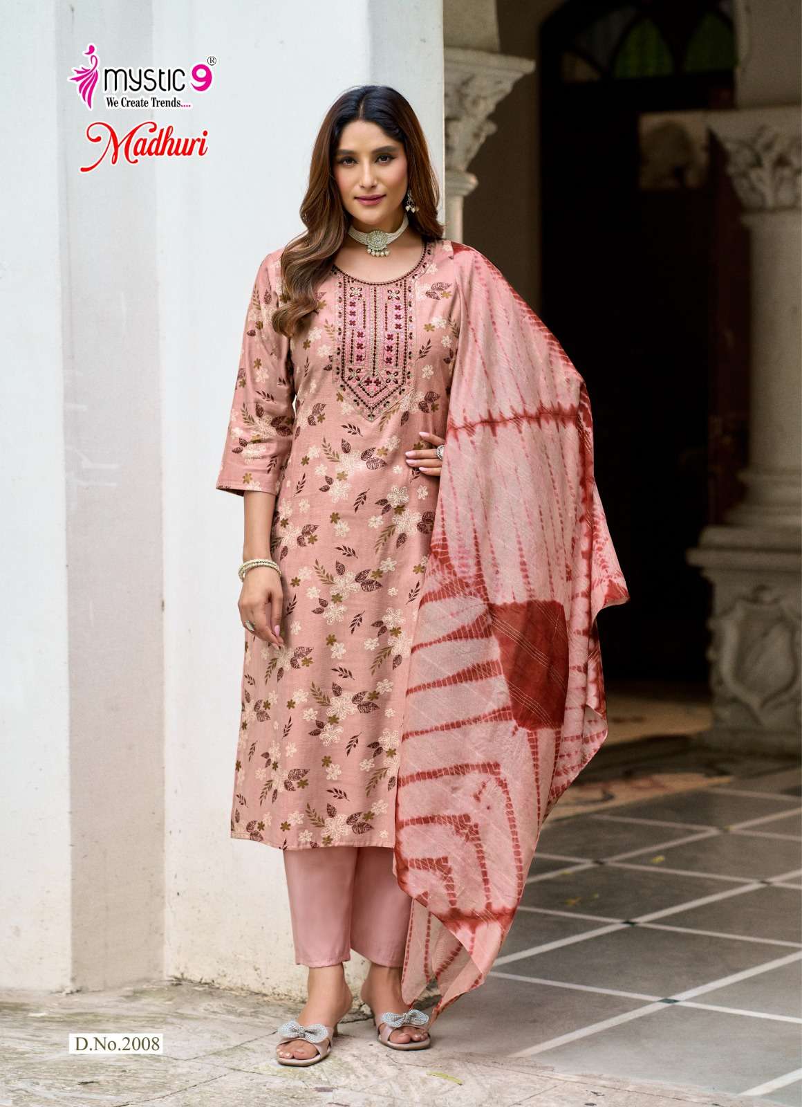 MYSTIC 9 MADHURI VOL 2 VERTICAN FOIL PRINT STRAIGHT CUT CATALOGUE SALWAR SUIT TREND DEALER